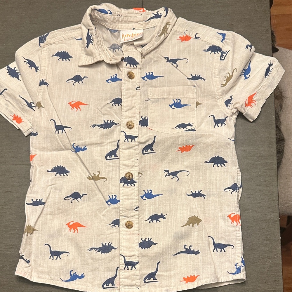 Jumping Beans Dinosaur Print Kids Shirt - Blue, Red, Brown